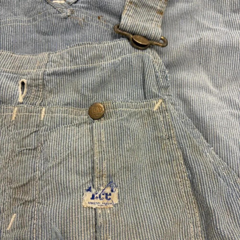 Vintage 50s Lee Long L Hickory Stripe Union Overalls 36x29